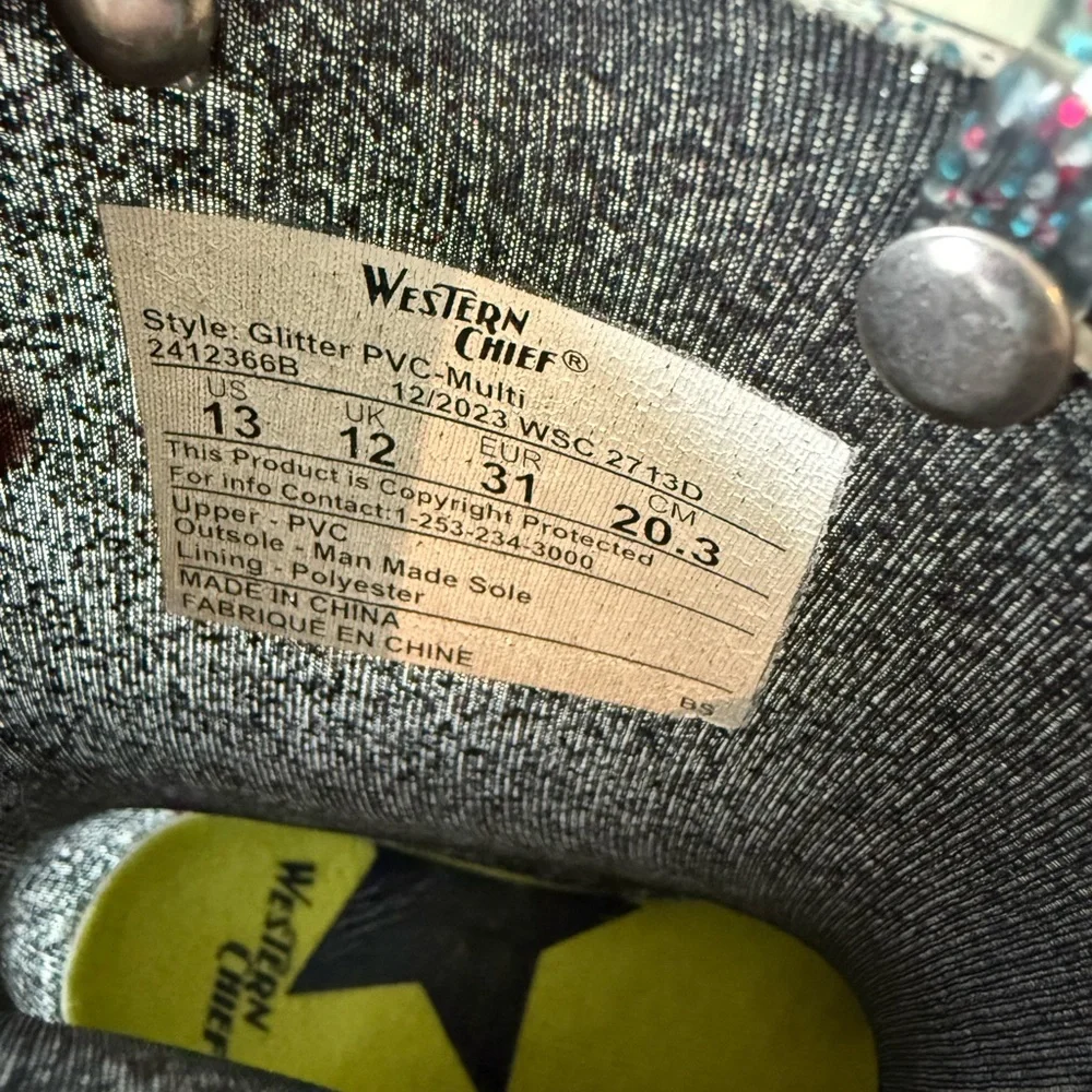 Wester Chief Girls Glitter Waterproof Rain Boot size 13 EUC - Picture 7 of 9